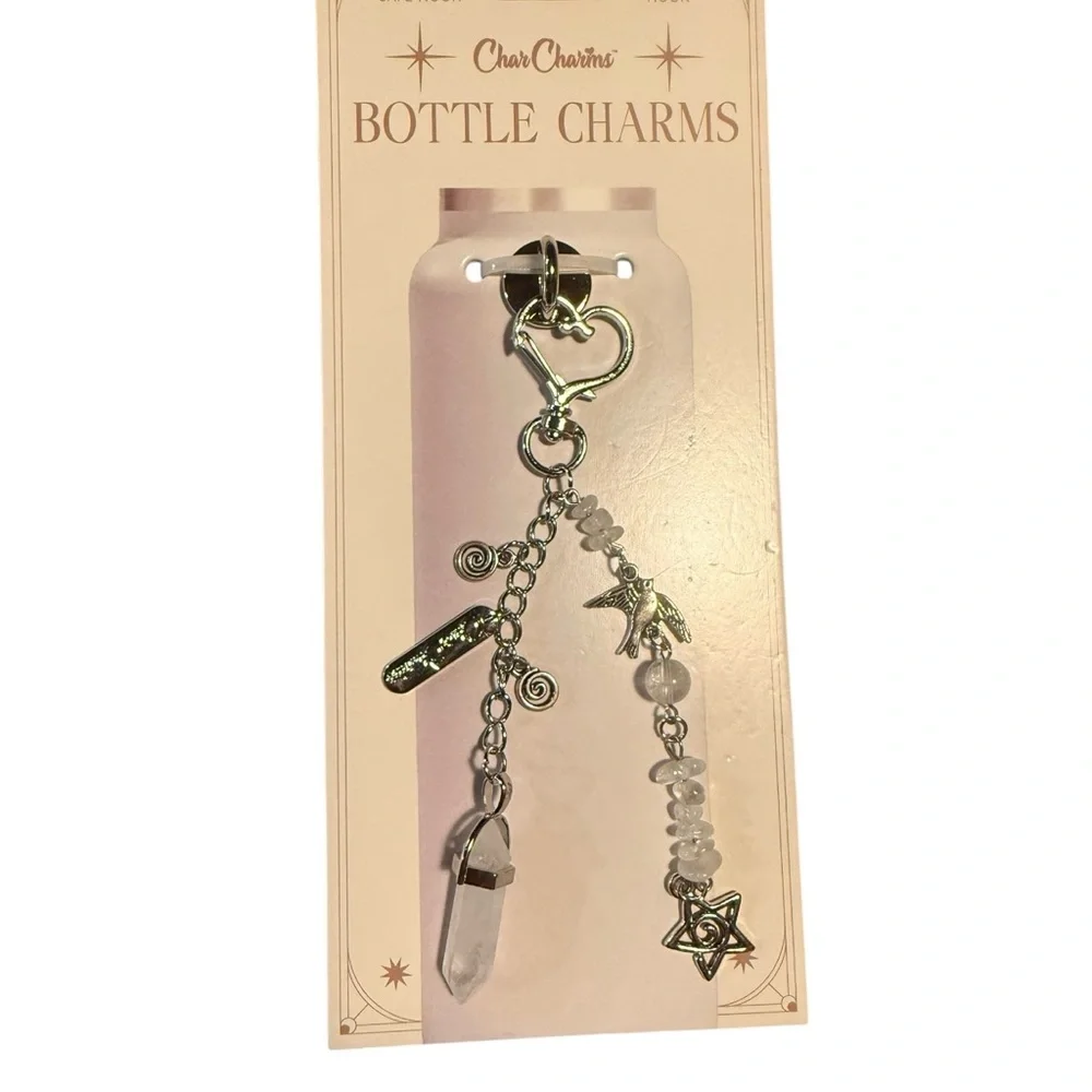 CharCharms Stick-On Hook Charm Water Bottle Charm White Quartz Metal Zen New